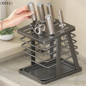 Kitchen Utensils Storage Holder Square Space Saving Cutting Tool Storage Rack Countertop Drainage Plating Multifunctional〔CC11〕