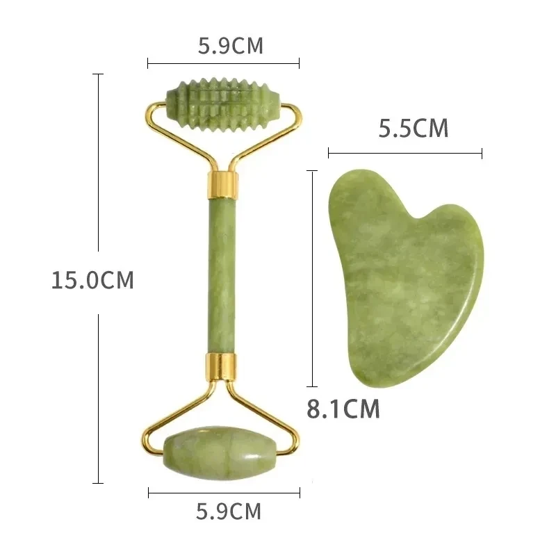 100% Natural Stone Gua Sha Board Set Jade Roller Massager Gouache Scraper Acupuncture Facial Lifting Spa Skin Care Beauty Tools - Image 2