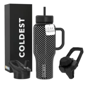 Coldest Tumbler with Handle and Straw - 100% Spill Proof Tumbler with Straw 3 Lids - Stainless Steel Insulated Leakproof Tumble