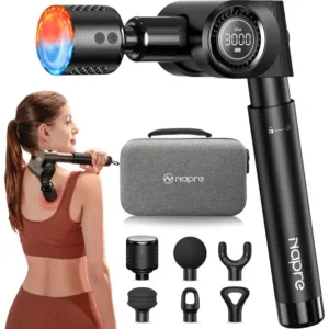 Heat and Cold Therapy Massage Gun, Deep Tissue Percussion Massager with Long Handle, 32-Speed, 5-Angle Adjustable, Ideal Mother'