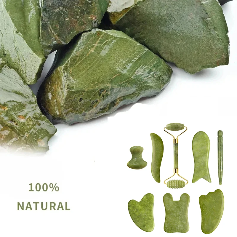 100% Natural Stone Gua Sha Board Set Jade Roller Massager Gouache Scraper Acupuncture Facial Lifting Spa Skin Care Beauty Tools - Image 6