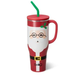 40oz Mega Mug, 40oz Tumbler with Handle and Straw, Extra Large Insulated Tumblers, Cup Holder Friendly Travel Mug Mr Claus