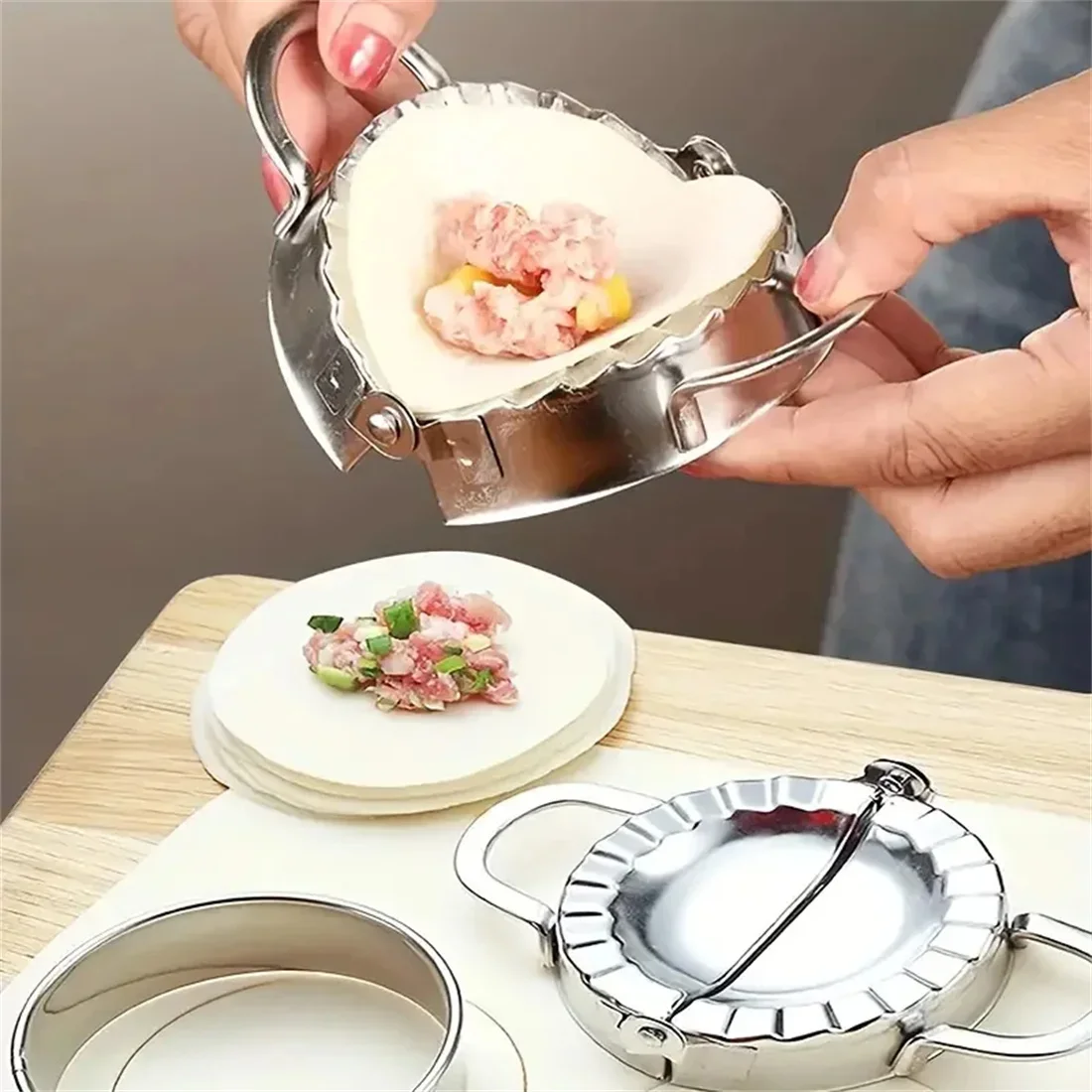 Stainless Steel Dumpling and Ravioli Mold — Round Pastry Dough Cutter Kitchen To