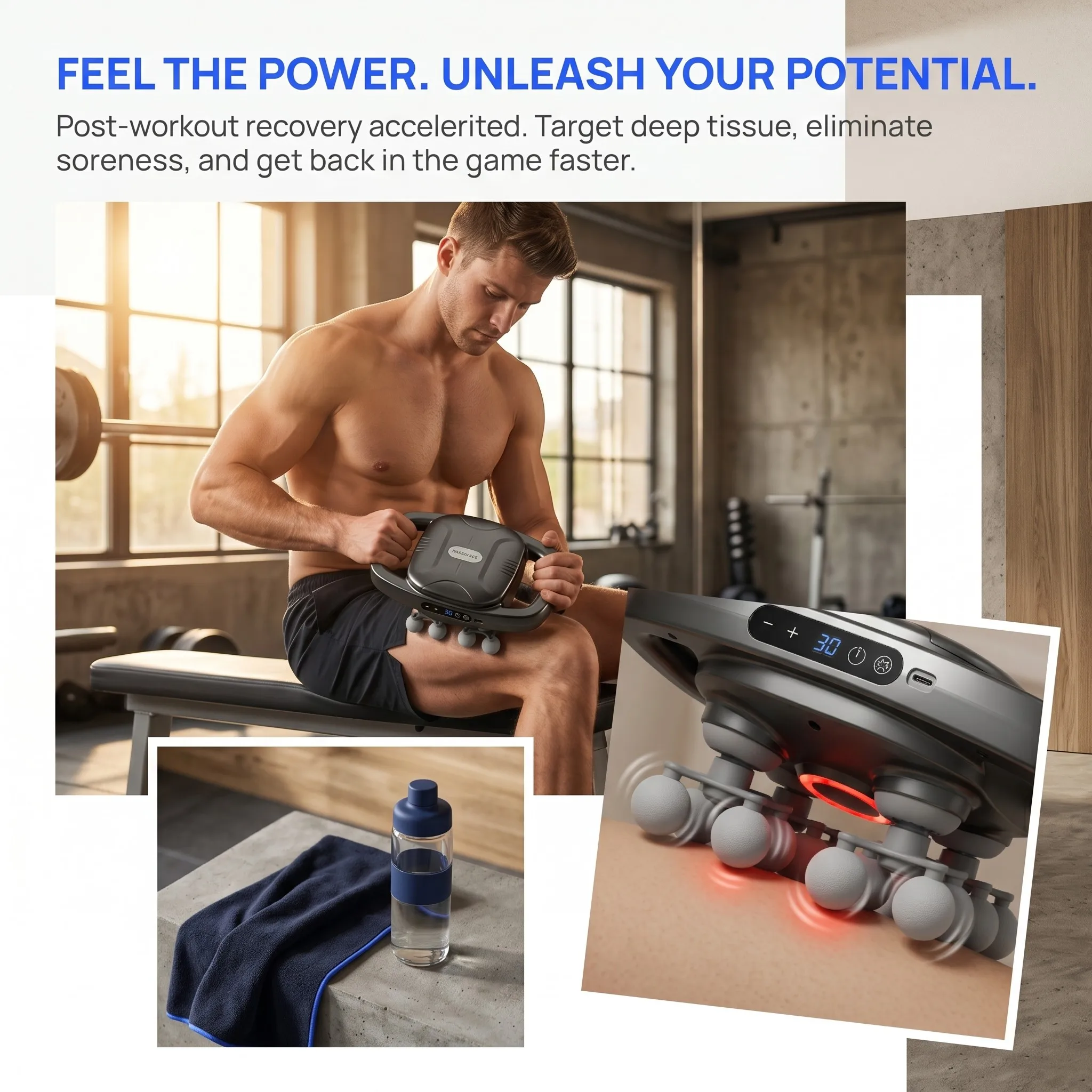 16 Heads Adjustable Speed Deep Tissue Massage Gun Electric Muscle Relaxation Fascia Gun For Athlete Sports Fitness Recovery - Image 6