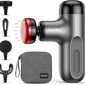 Mini Massage Gun with Heat, Deep Tissue Percussion Muscle Massager, 4 Heads, Portable for Athletes
