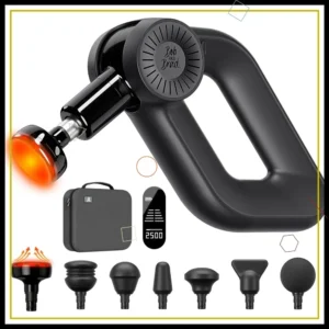 Heated Massage Gun with 16mm Amplitude, Deep Tissue Percussion for Muscle Recovery, Quiet Electric Handheld Massager