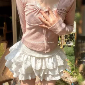 Women's Kawaii Lolita Ruffle Shorts Skirt — Layered Patchwork Summer Bottom | 5.0/5 — 10,000+ Bought