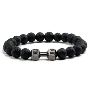 Men's Matte Black Volcanic Lava Stone Bracelet — Natural White Beads | 5.0/5 — 10,000+ Bought