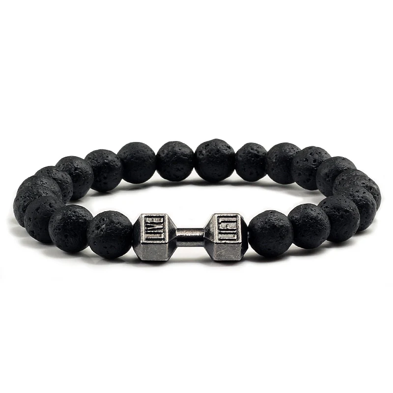 Men's Matte Black Volcanic Lava Stone Bracelet — Natural White Beads | 5.0/5 — 1
