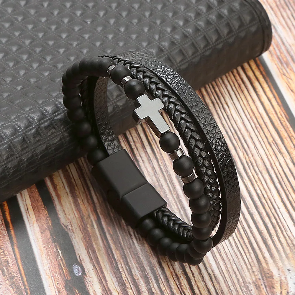 Men's Multilayer Genuine Leather Bracelet — Hand Woven Wristband | 4.8/5 — 9,500+ Bought - Image 32