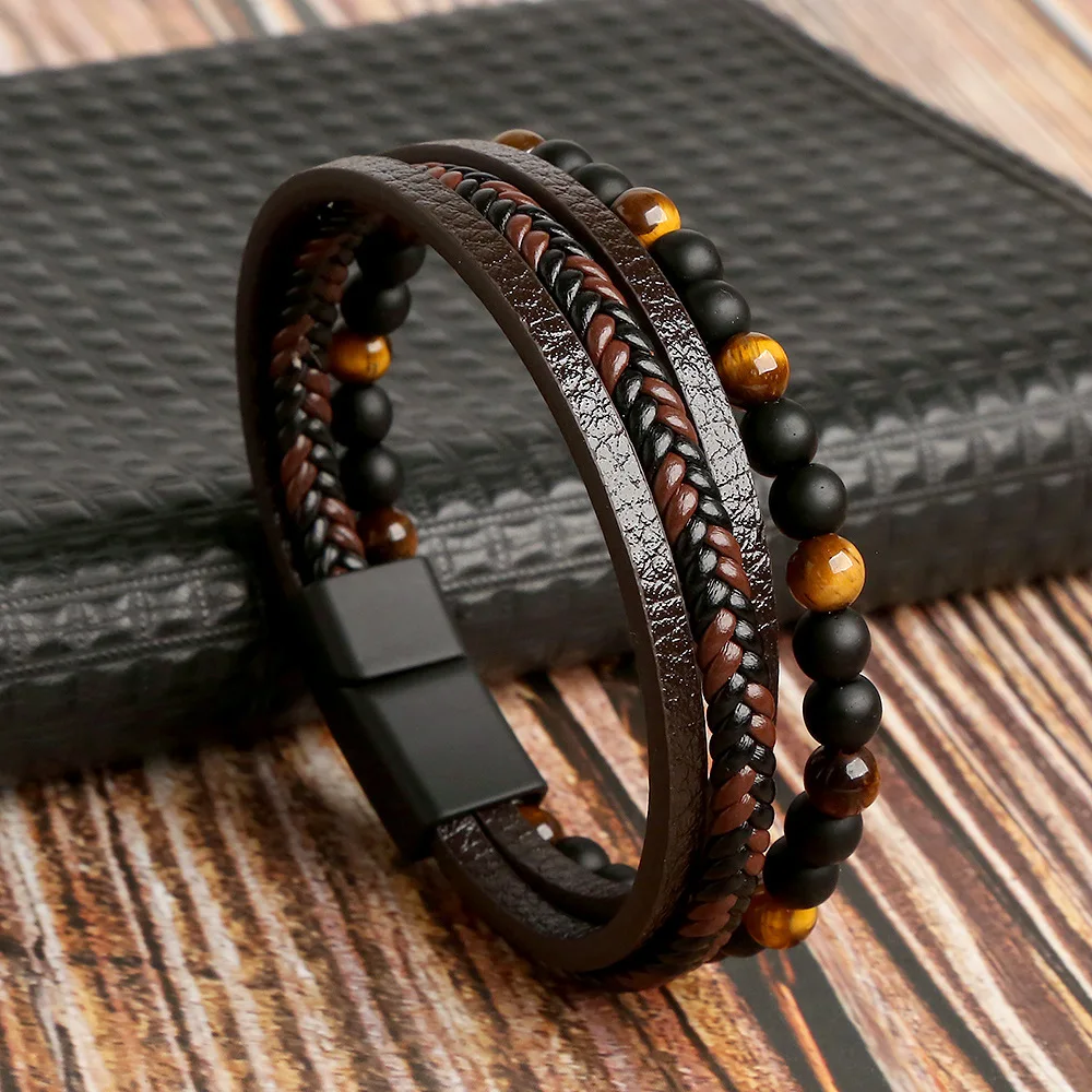Men's Multilayer Genuine Leather Bracelet — Hand Woven Wristband | 4.8/5 — 9,500+ Bought - Image 18