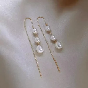 Women's Korean Pearl Tassel Drop Earrings — Exquisite Elegant Style | 4.8/5 — 9,500+ Bought