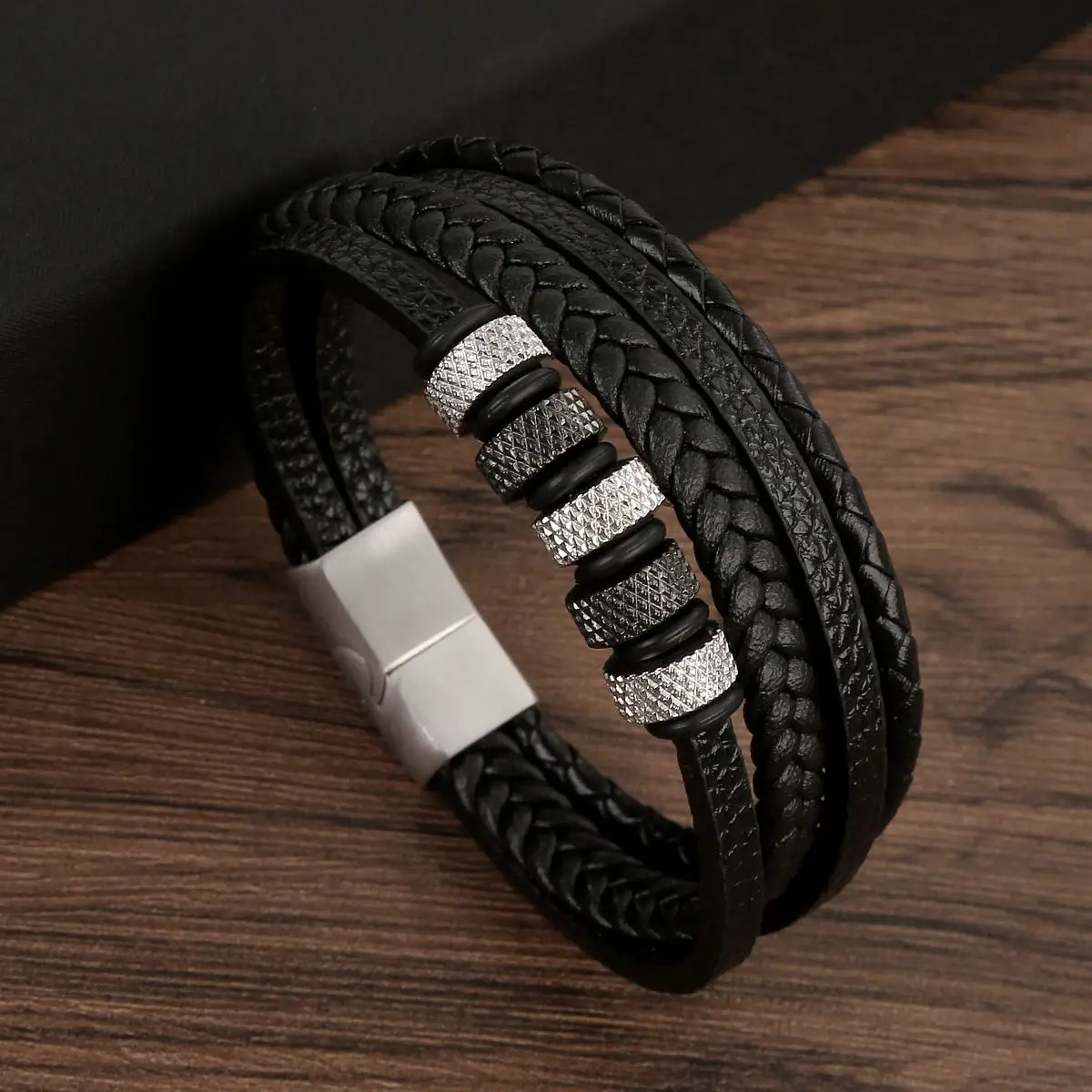 Men's Multilayer Genuine Leather Bracelet — Hand Woven Wristband | 4.8/5 — 9,500+ Bought - Image 9