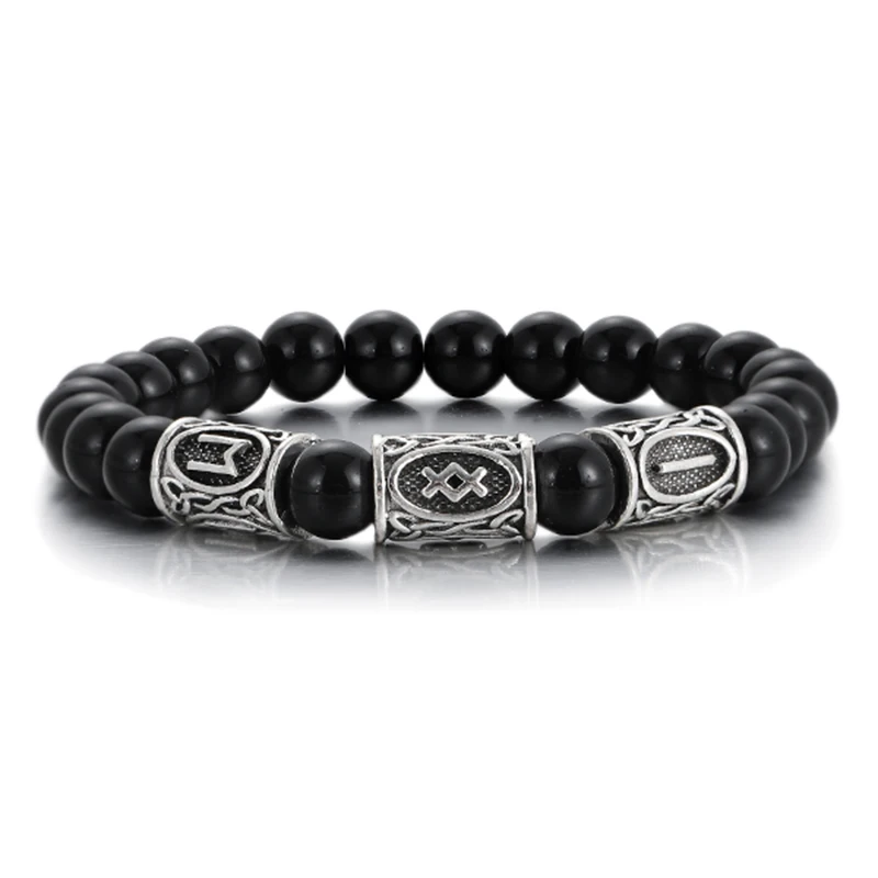 Men's Norse Viking Runes Natural Stone Bracelet — 8mm Lava Obsidian | 4.8/5 — 8,500+ Bought - Image 12
