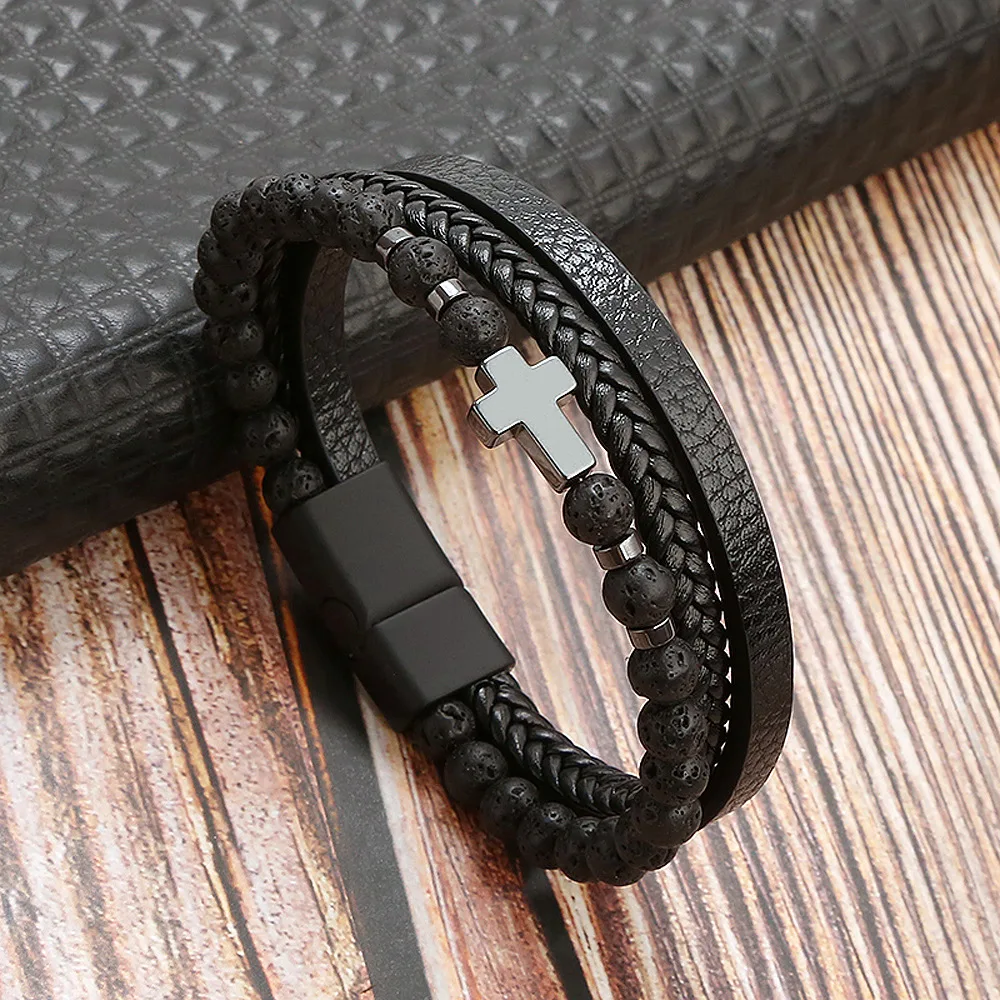 Men's Multilayer Genuine Leather Bracelet — Hand Woven Wristband | 4.8/5 — 9,500+ Bought - Image 31