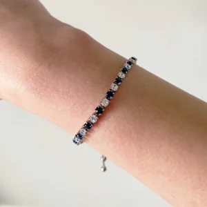 Women's Blue Zircon Tennis Bracelet — Simple Round Crystal Elegant Bangle | 4.8/5 — 9,500+ Bought
