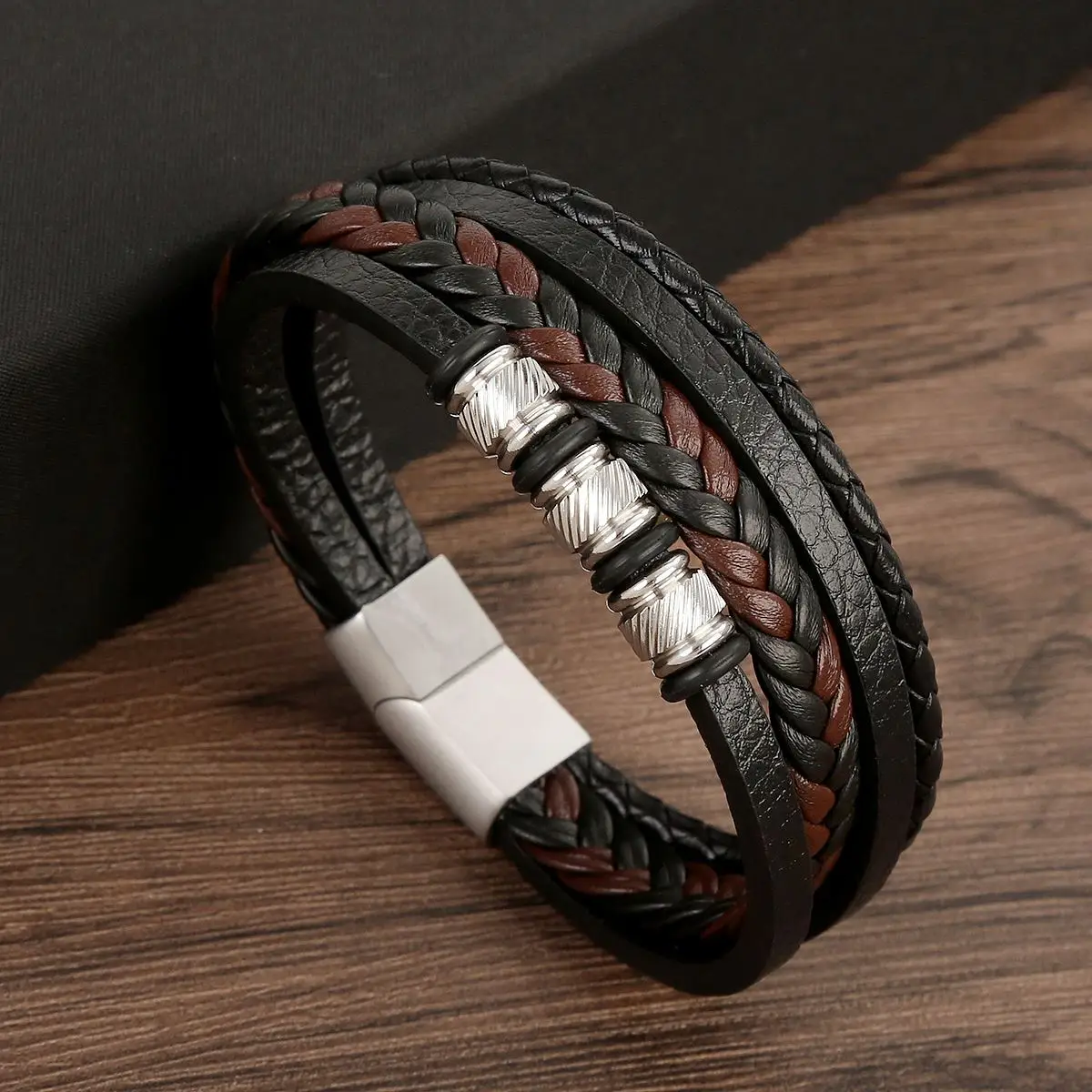 Men's Multilayer Genuine Leather Bracelet — Hand Woven Wristband | 4.8/5 — 9,500+ Bought - Image 45