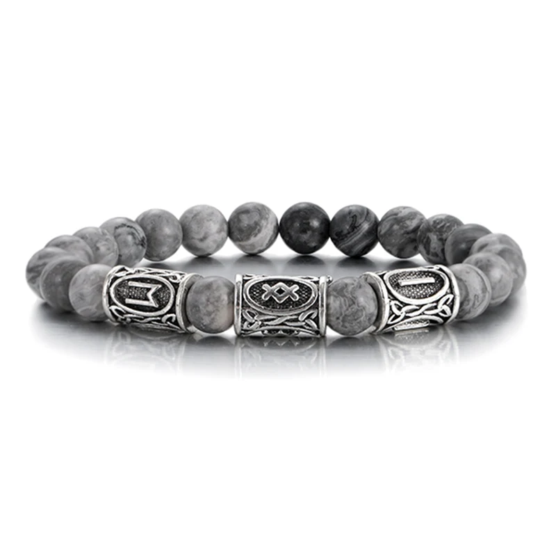 Men's Norse Viking Runes Natural Stone Bracelet — 8mm Lava Obsidian | 4.8/5 — 8,500+ Bought - Image 7