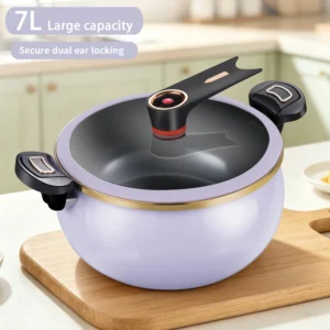 1 Piece of Fat Daddy Micro Pressure Cooker, 7L Large Capacity, 26cm, Suitable for Home Use, Multi-Functional Non-Stick Pot for Stewing and Cooking