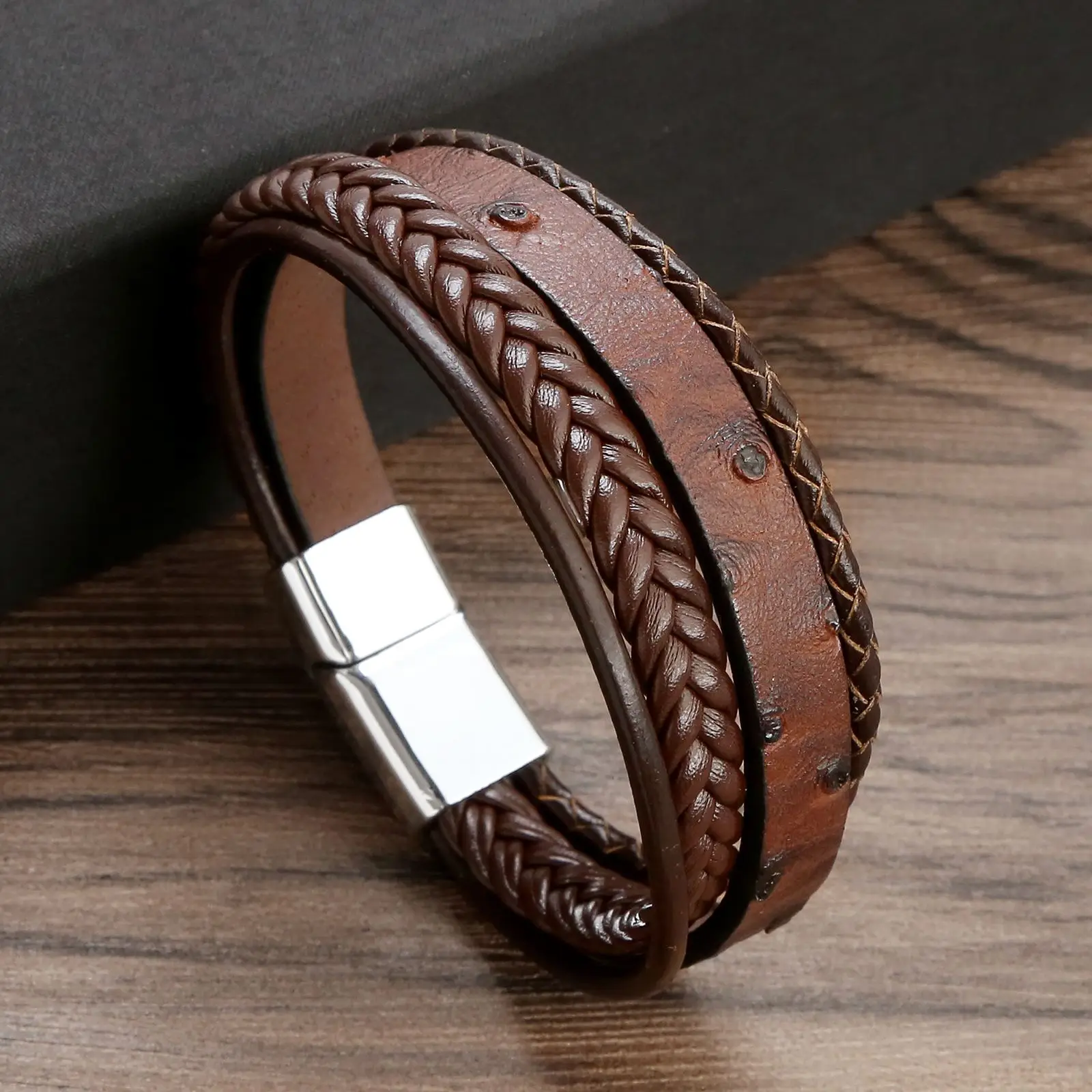 Men's Multilayer Genuine Leather Bracelet — Hand Woven Wristband | 4.8/5 — 9,500+ Bought - Image 30