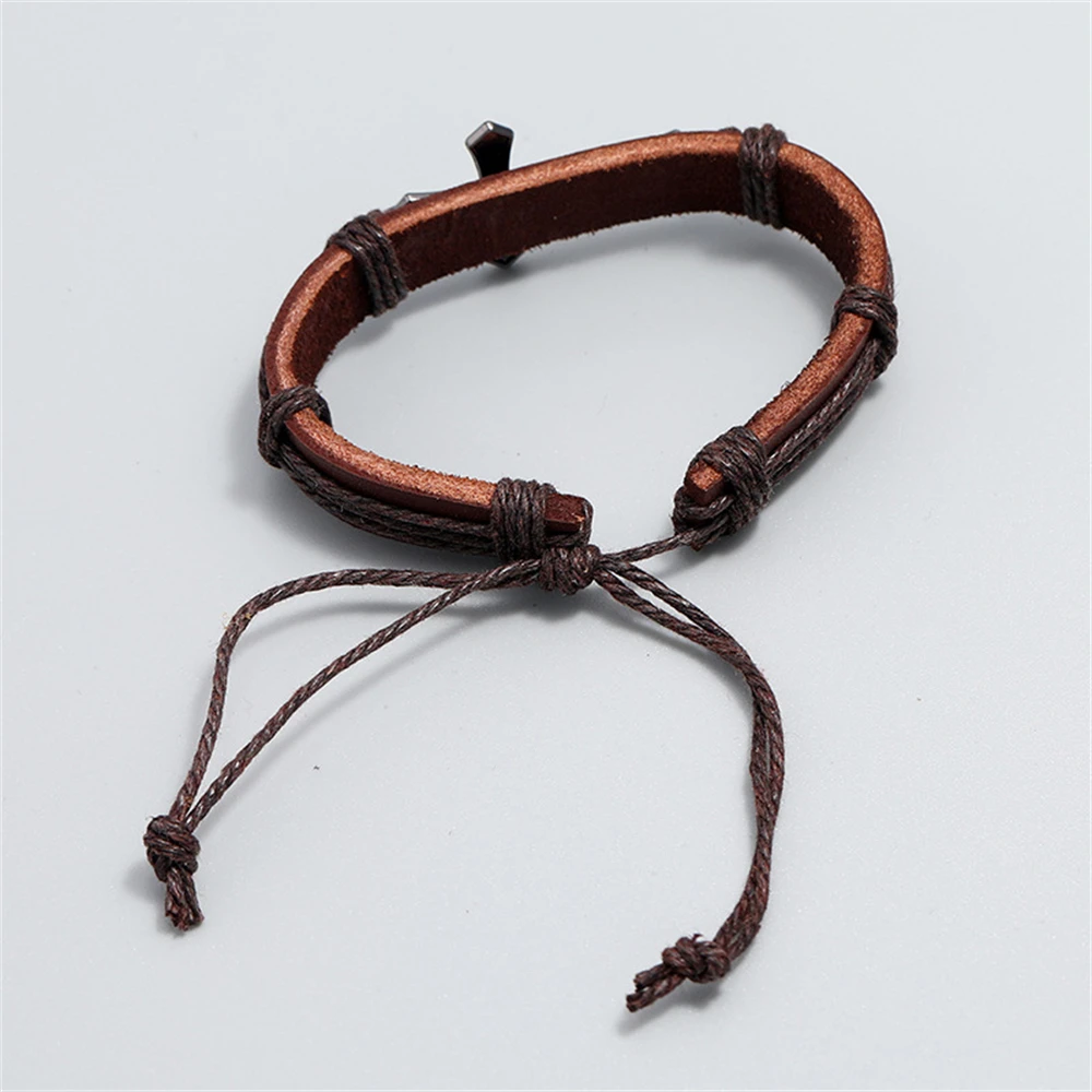 Men's Punk Cross Faith Braided Bracelet — Retro Leather Religious - Image 5