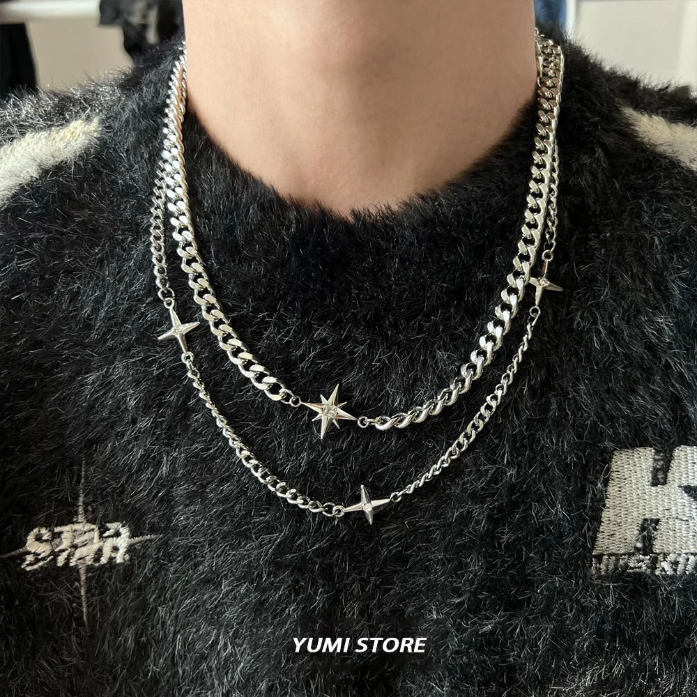 Men's Hip Hop Double-Layer Star Cross Necklace — Titanium Steel | 5.0/5 — 10,000+ Bought