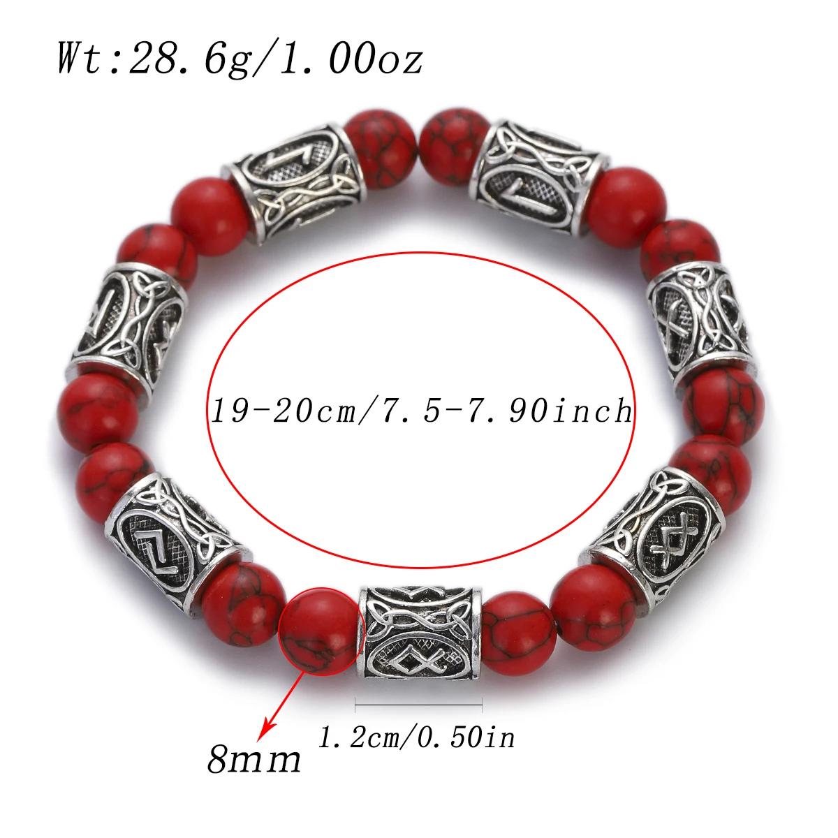Men's Norse Viking Runes Natural Stone Bracelet — 8mm Lava Obsidian | 4.8/5 — 8,500+ Bought - Image 6