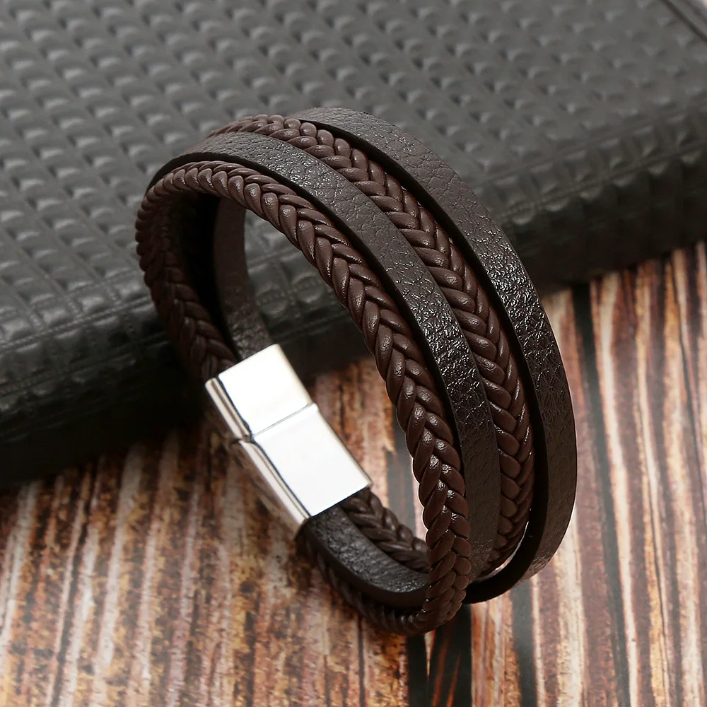 Men's Multilayer Genuine Leather Bracelet — Hand Woven Wristband | 4.8/5 — 9,500+ Bought - Image 24