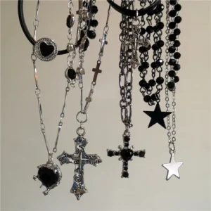 Men's Punk Star Heart Cross Double Layer Necklace — Personalized | 4.8/5 — 8,500+ Bought