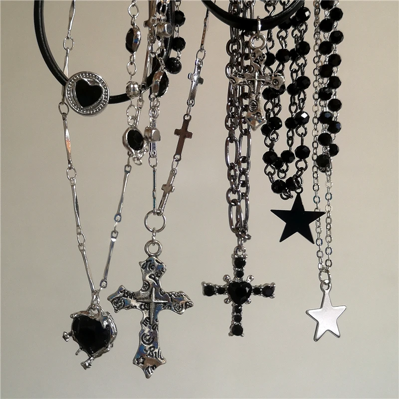 Men's Punk Star Heart Cross Double Layer Necklace — Personalized | 4.8/5 — 8,500+ Bought