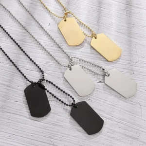 Men's Rectangular Double Dog Tag Military ID Tag Necklace | 5.0/5 — 8,900+ Bought