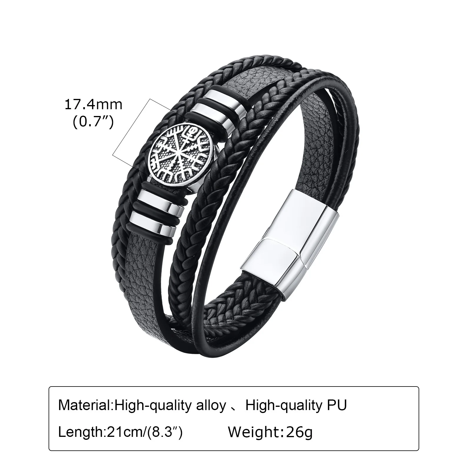 Men's Norse Viking Black Leather Bracelet — Braided Wristband | 4.9/5 — 7,500+ Bought - Image 5