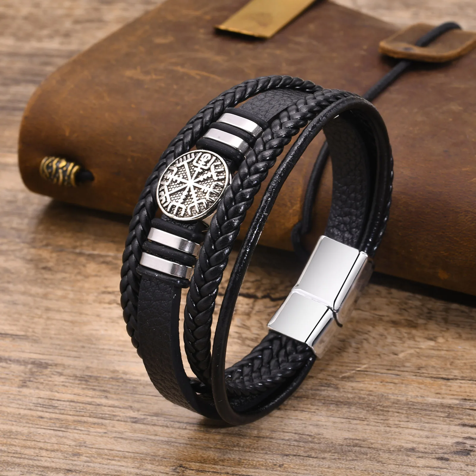 Men's Norse Viking Black Leather Bracelet — Braided Wristband | 4.9/5 — 7,500+ Bought - Image 9