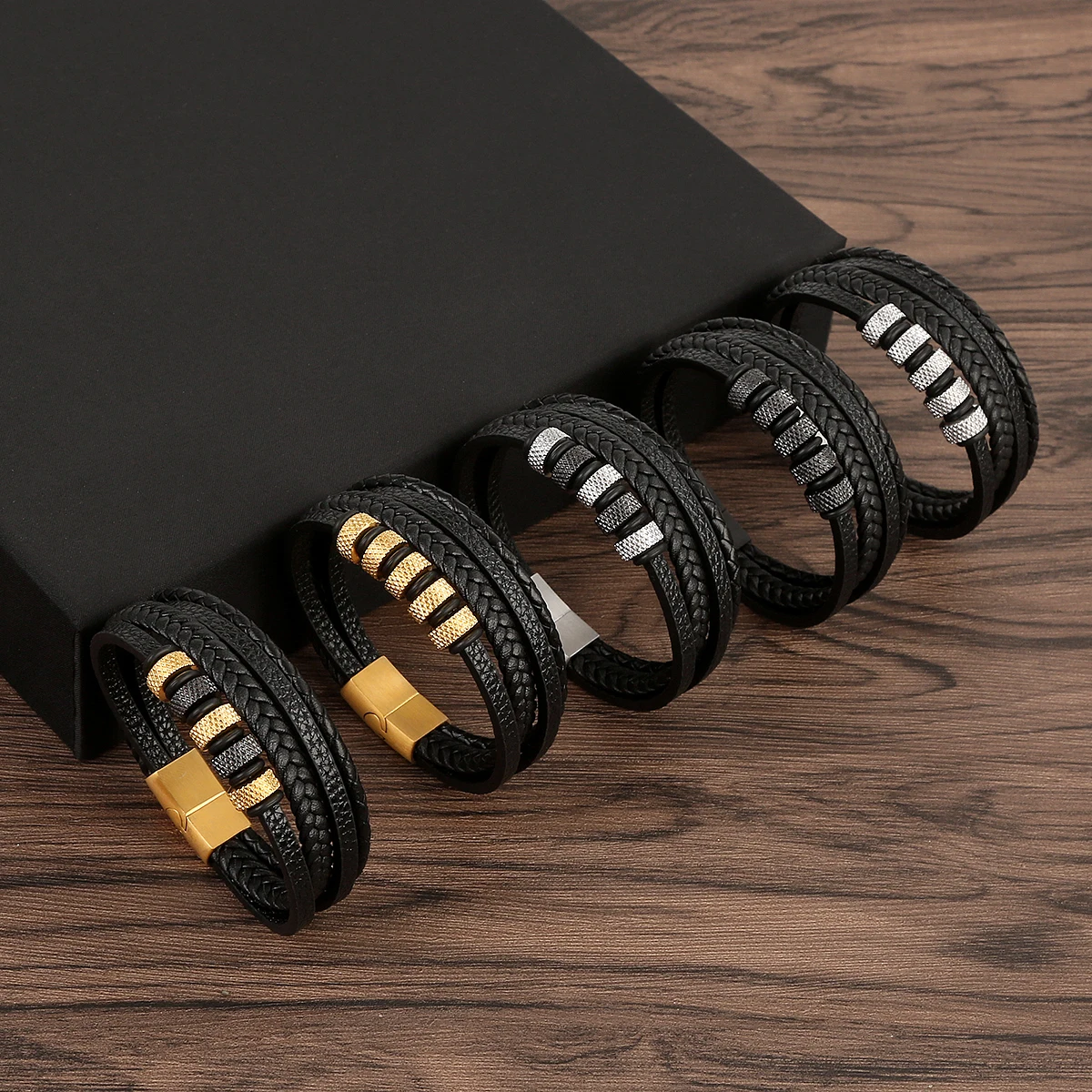 Men's Multilayer Genuine Leather Bracelet — Hand Woven Wristband | 4.8/5 — 9,500+ Bought - Image 4