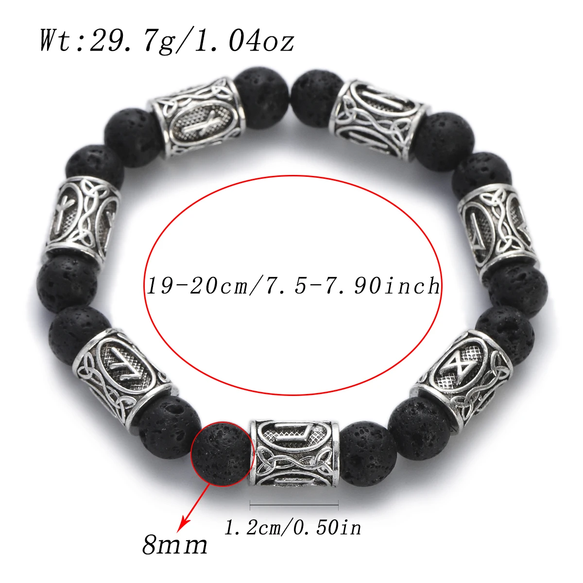 Men's Norse Viking Runes Natural Stone Bracelet — 8mm Lava Obsidian | 4.8/5 — 8,500+ Bought - Image 31
