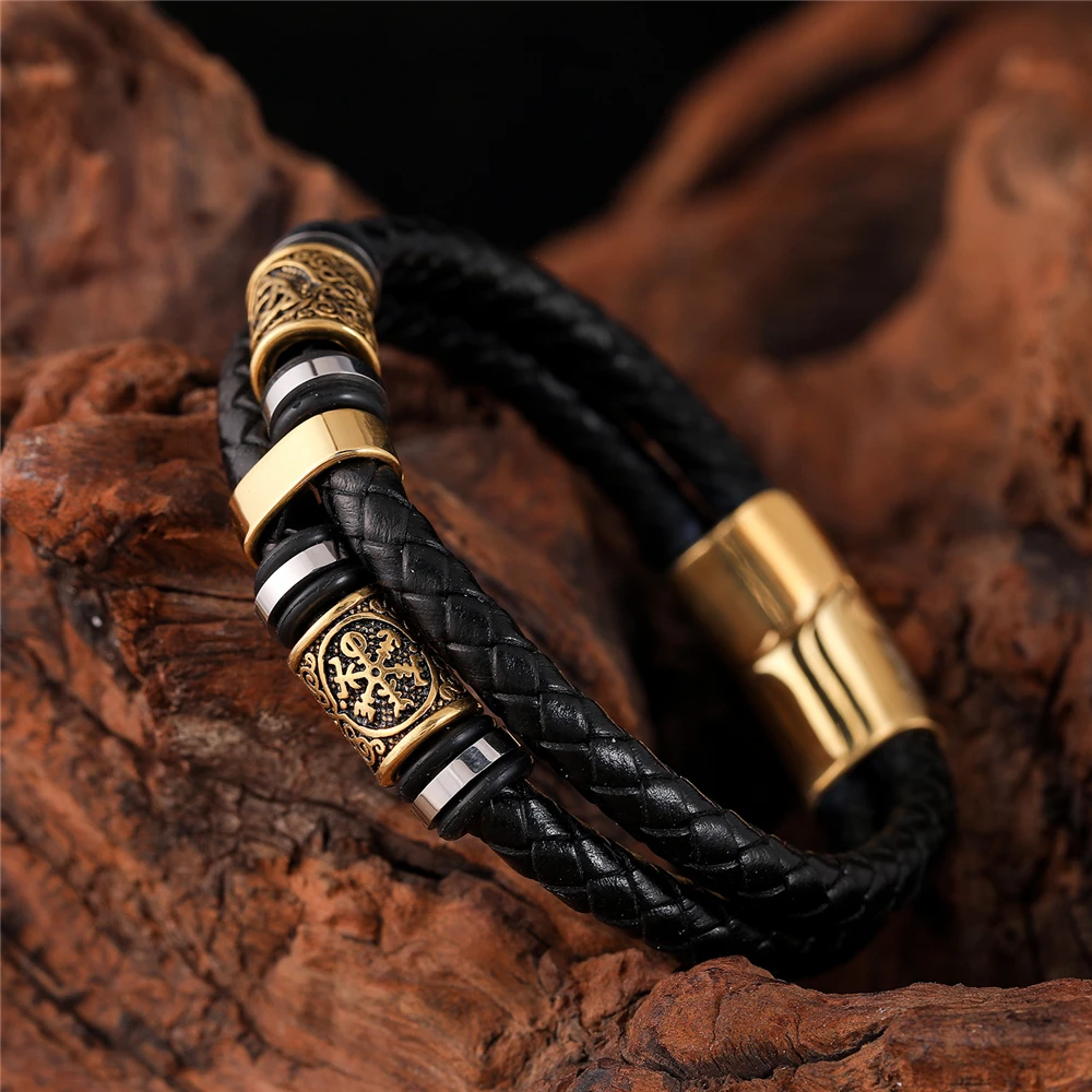 Men's Punk Vikings Genuine Leather Braided Multilayer Bracelet | 4.9/5 — 7,800+ Bought - Image 7