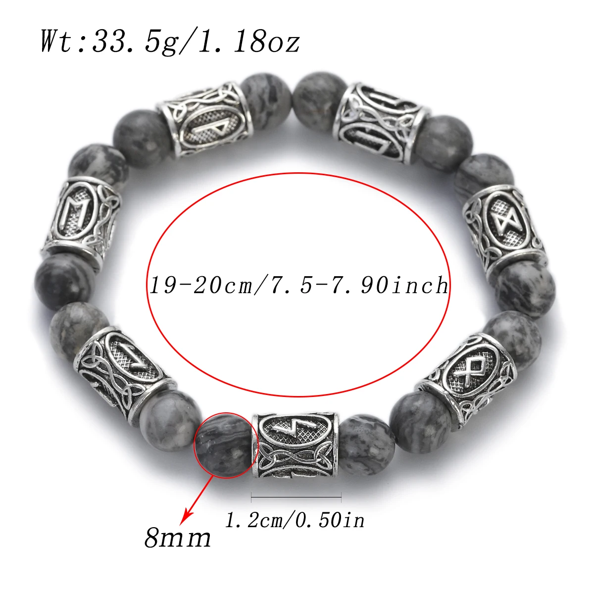 Men's Norse Viking Runes Natural Stone Bracelet — 8mm Lava Obsidian | 4.8/5 — 8,500+ Bought - Image 17