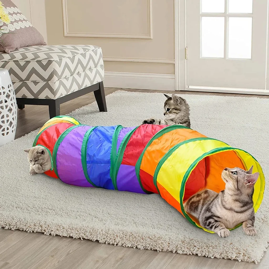 Collapsible Cat Tunnel Toy — Foldable Crinkle Play Tube for Cats and Kittens