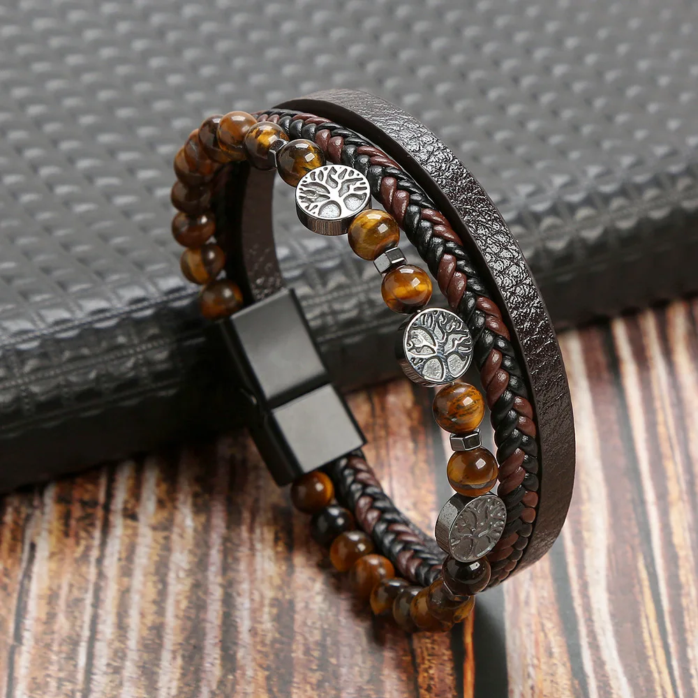 Men's Multilayer Genuine Leather Bracelet — Hand Woven Wristband | 4.8/5 — 9,500+ Bought - Image 35