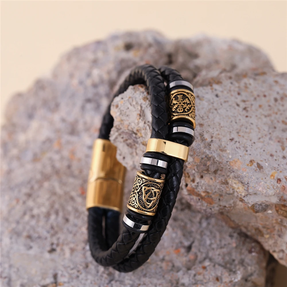 Men's Punk Vikings Genuine Leather Braided Multilayer Bracelet | 4.9/5 — 7,800+ Bought - Image 4