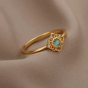 Women's Lotus Flower Opal Ring — Gold Stainless Steel Elegant Fashion Ring | 4.9/5 — 9,200+ Bought