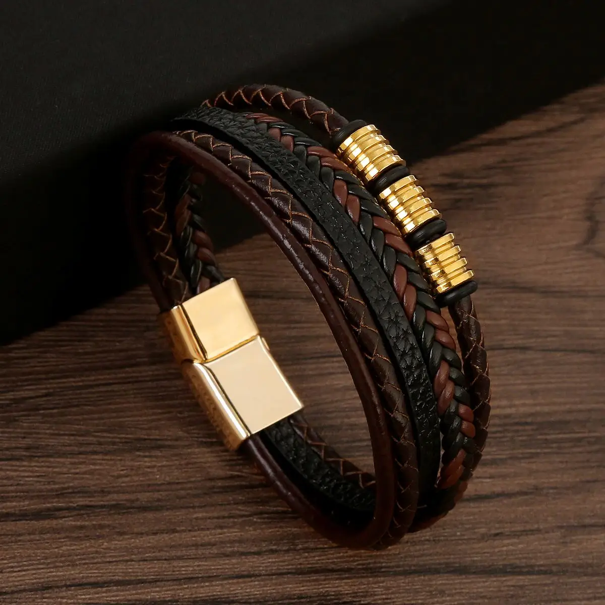 Men's Multilayer Genuine Leather Bracelet — Hand Woven Wristband | 4.8/5 — 9,500+ Bought - Image 41