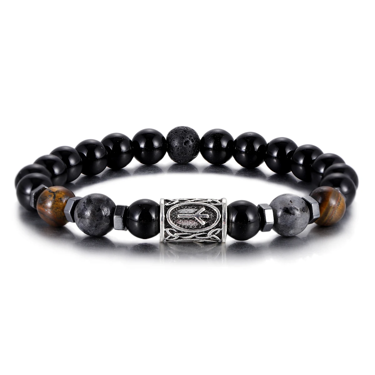 Men's Norse Viking Runes Natural Stone Bracelet — 8mm Lava Obsidian | 4.8/5 — 8,500+ Bought - Image 19