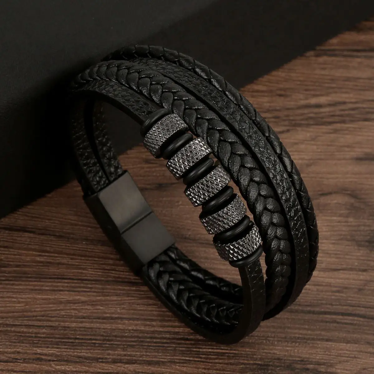 Men's Multilayer Genuine Leather Bracelet — Hand Woven Wristband | 4.8/5 — 9,500+ Bought - Image 38