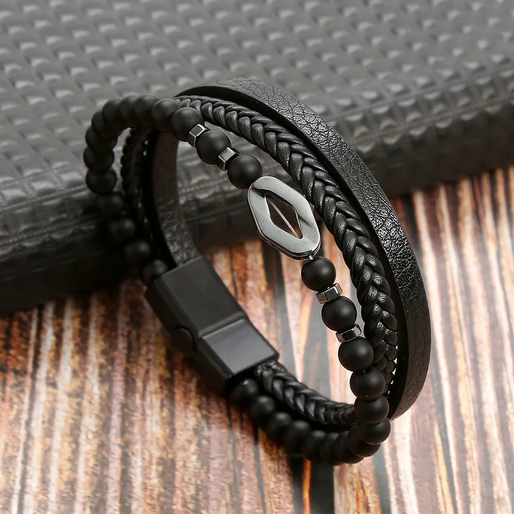 Men's Multilayer Genuine Leather Bracelet — Hand Woven Wristband | 4.8/5 — 9,500+ Bought - Image 25