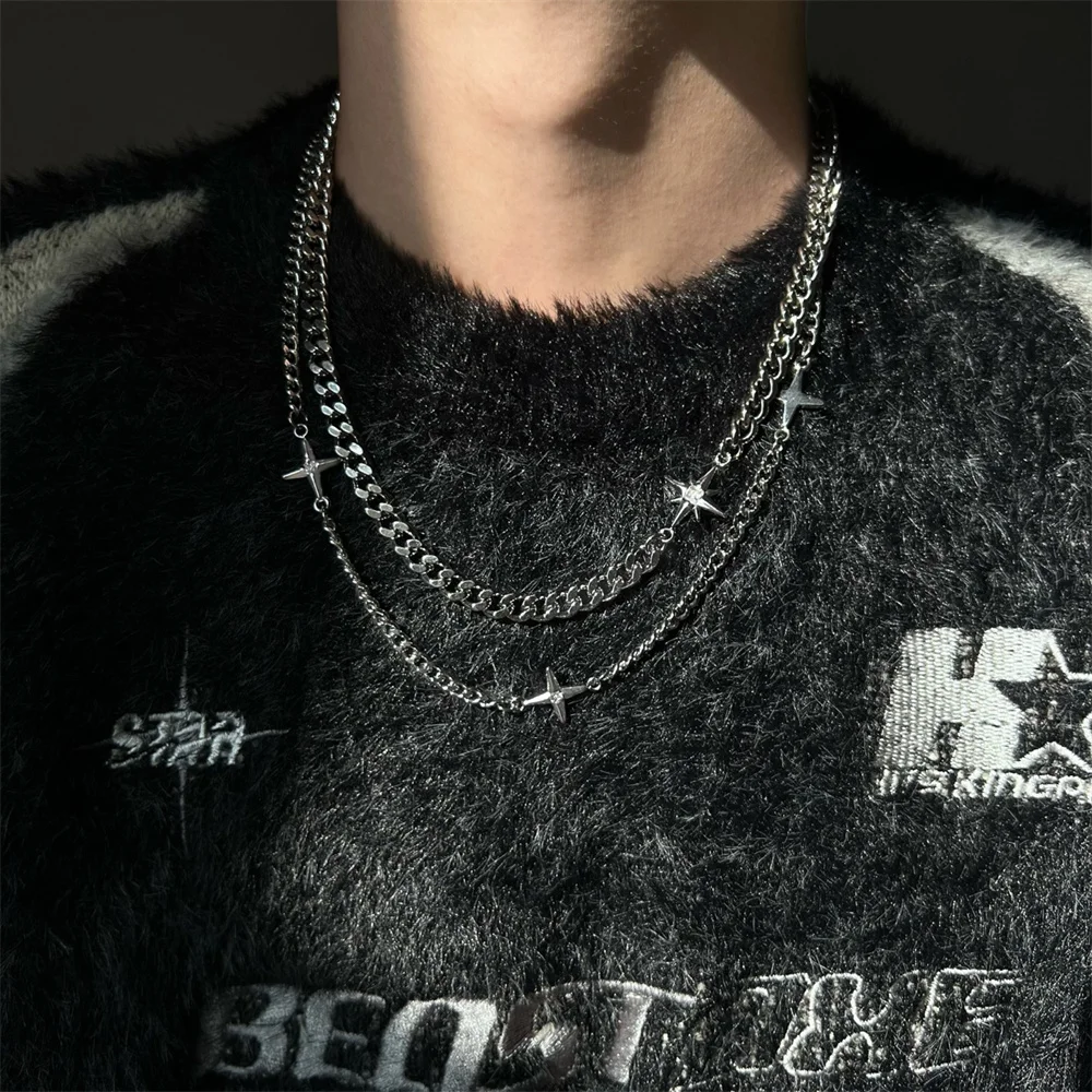 Men's Hip Hop Double-Layer Star Cross Necklace — Titanium Steel | 5.0/5 — 10,000+ Bought - Image 3