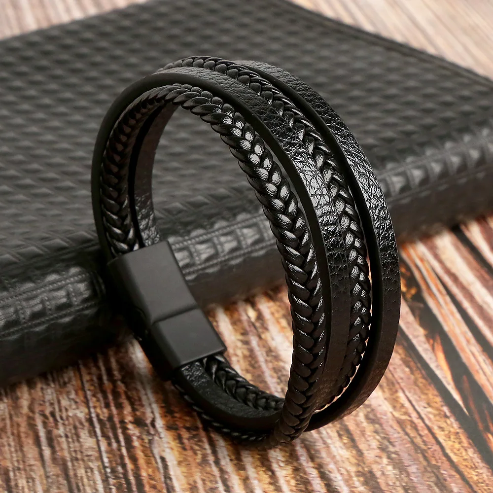 Men's Multilayer Genuine Leather Bracelet — Hand Woven Wristband | 4.8/5 — 9,500+ Bought - Image 21