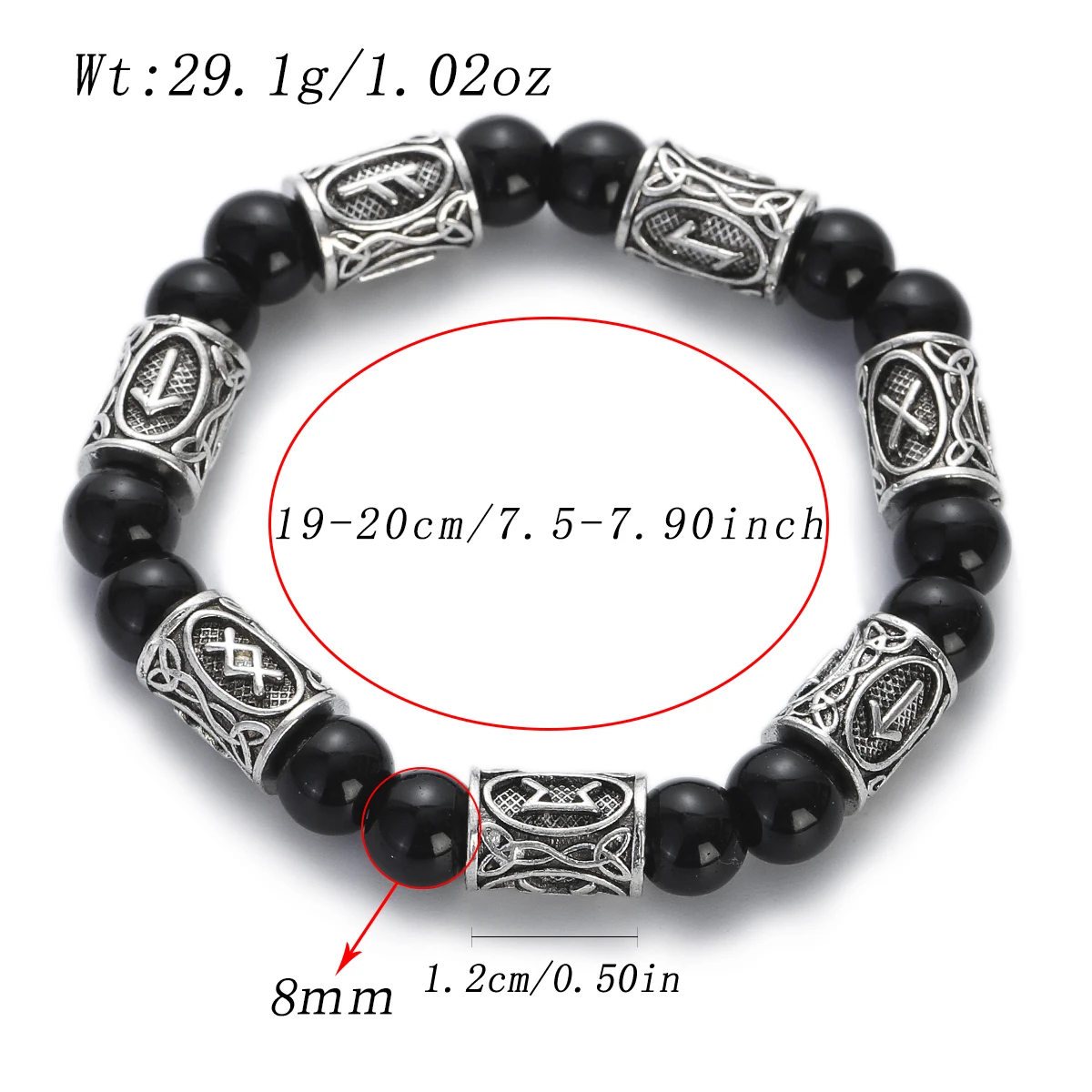 Men's Norse Viking Runes Natural Stone Bracelet — 8mm Lava Obsidian | 4.8/5 — 8,500+ Bought - Image 28