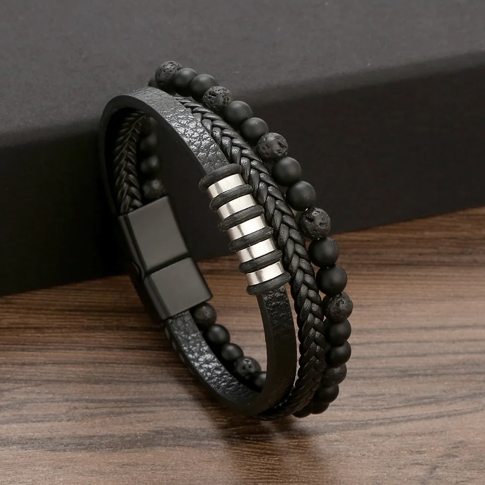 Men's Multilayer Genuine Leather Bracelet — Hand Woven Wristband | 4.8/5 — 9,500+ Bought - Image 39