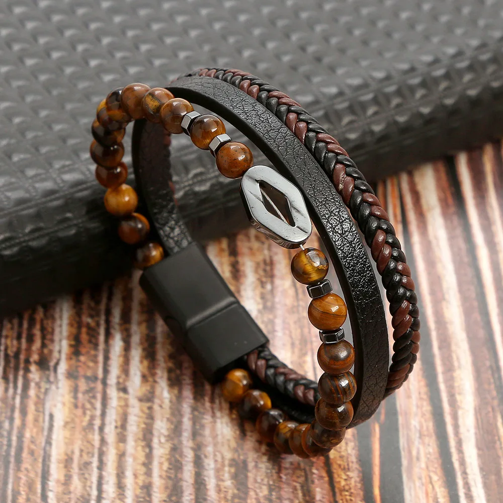 Men's Multilayer Genuine Leather Bracelet — Hand Woven Wristband | 4.8/5 — 9,500+ Bought - Image 27